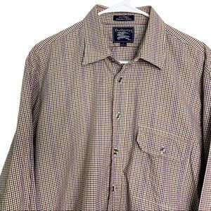 Burberry Shirt Large Brown Button Down E349